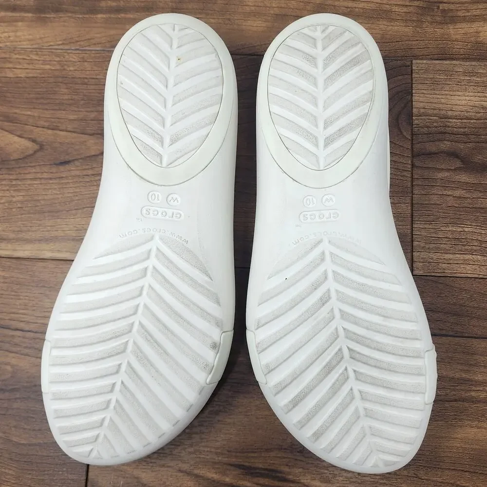 Crocs Serena Flower Embellished Flat T-Strap Sandal Women 10 Ivory and Cream - Picture 11 of 14